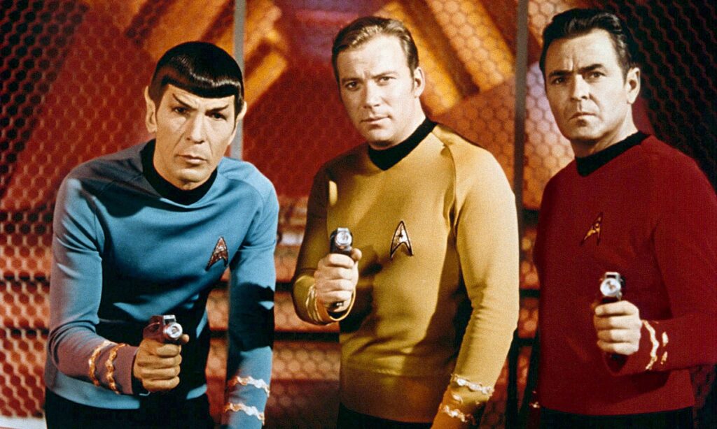 William Shatner: “I Have Never Watched Star Trek” but My Reason Isn’t Because I Hate the Franchise 5 William Shatner (center) as Captain Kirk in Star Trek: The Original Series.