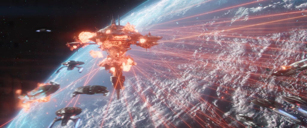 Jonathan Frakes on Star Trek VFX Quality Changes: "I'm guessing that the variation… came down to money and time" 15 A Starfleet ship in battle