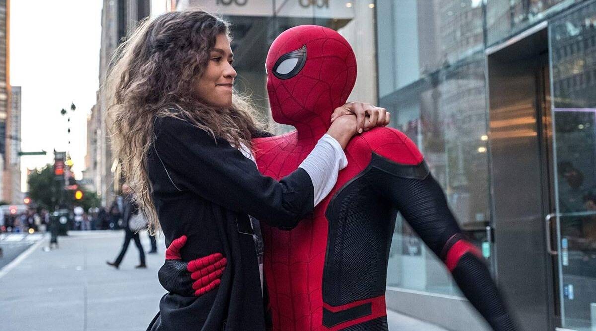 Tom Holland and Zendaya on the sets of Spider-Man: Far From Home (2019).