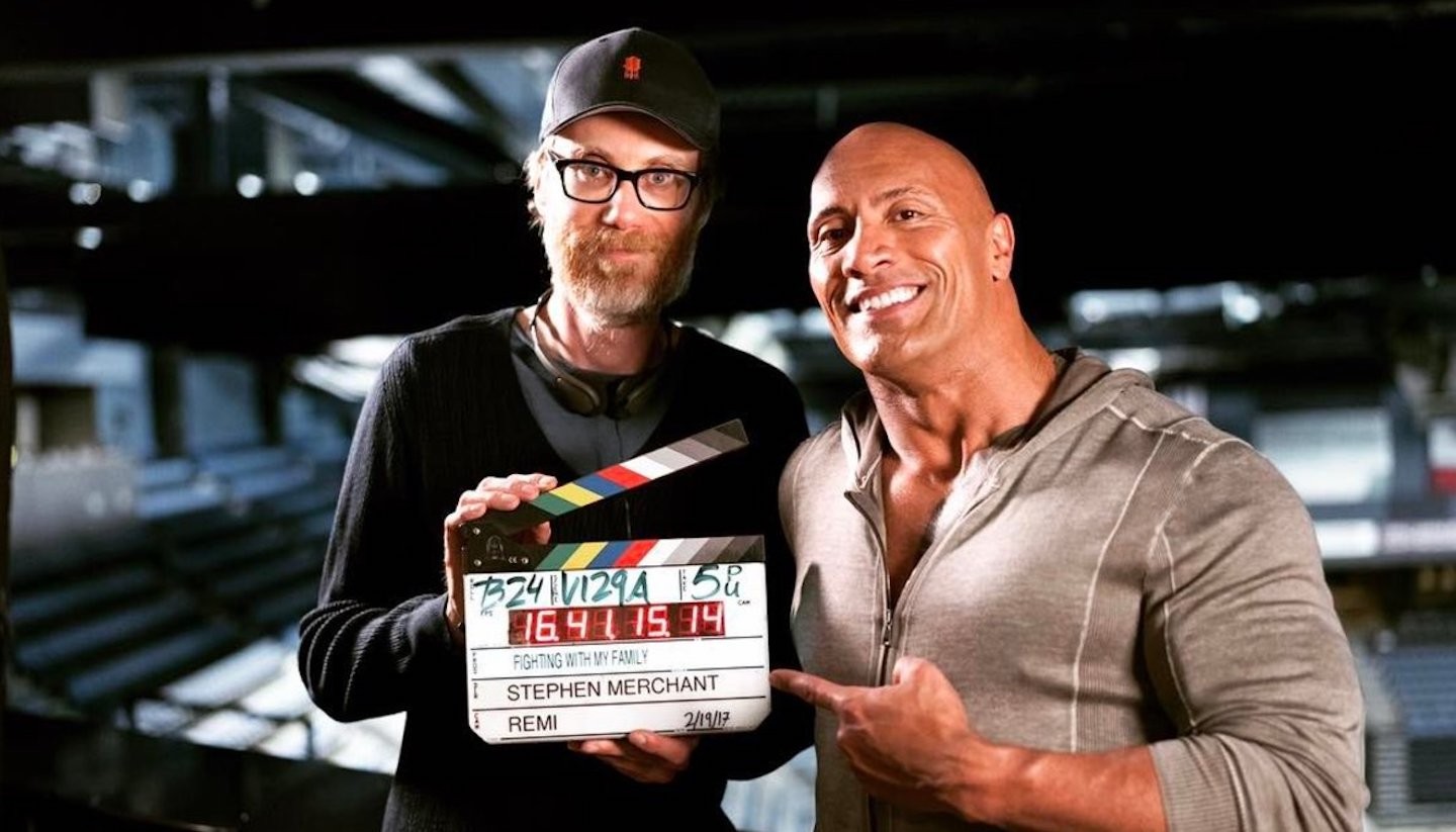 Stephen Merchant and Dwayne Johnson worked together in Fighting With My Family (2019).
