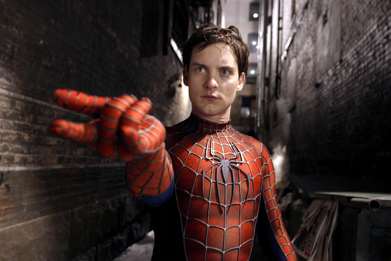 Tobey Maguire seen in Spider-Man (2001).