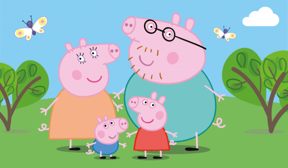 Peppa Pig with her family