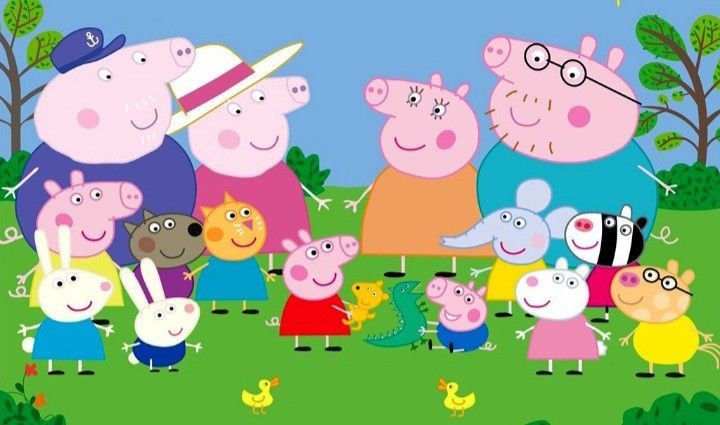 Peppa with her friends and family