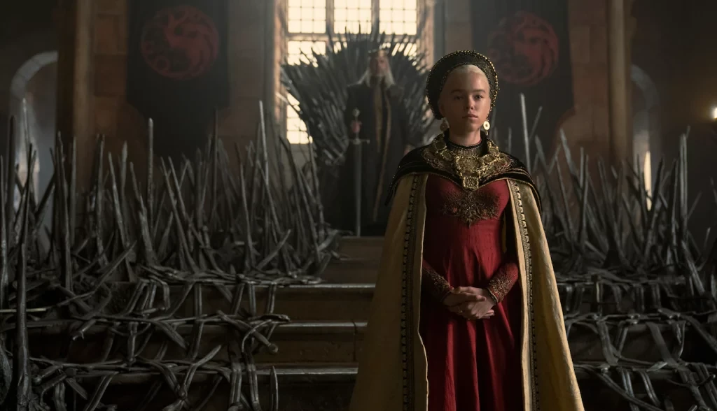 Milly Alcock as Rhaenery Targaryen in House of the Dragon (2022-).