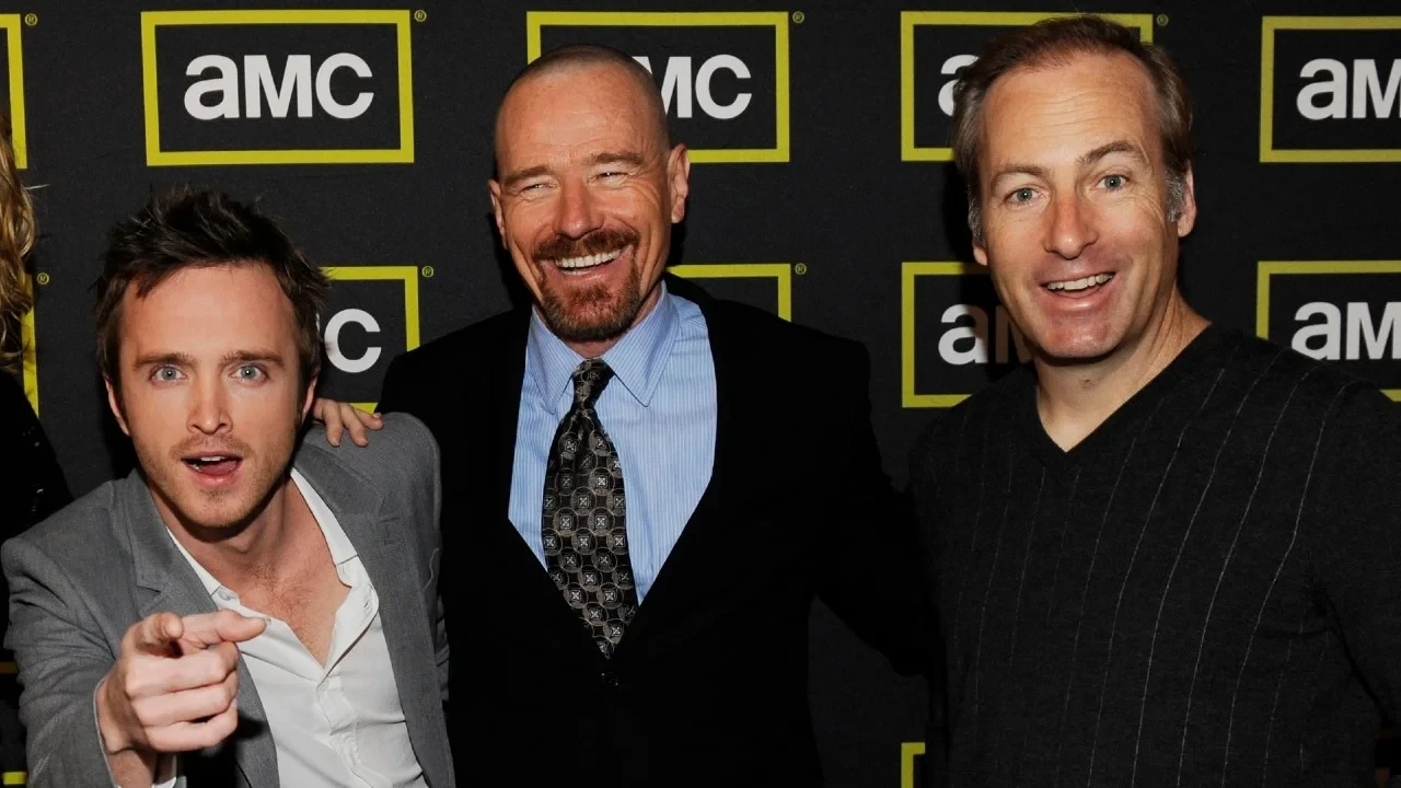 Bob Odenkirk (right) along with fellow co-stars Bryan Cranston (centre), and, Aaron Paul (left).