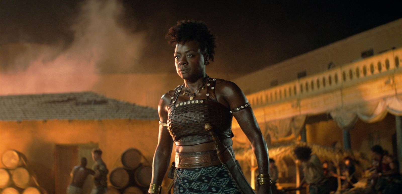 Viola Davis shines as Nanisca in The Woman King (2022).