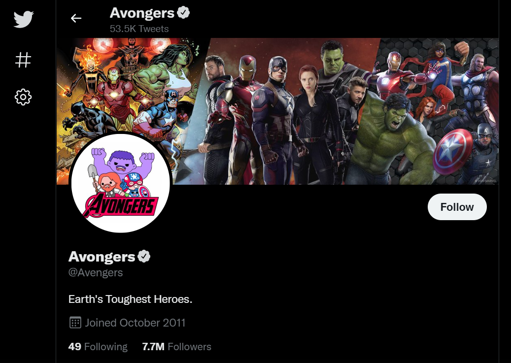 Avengers twitter account is now Avongers: Earth's Toughest Heroes