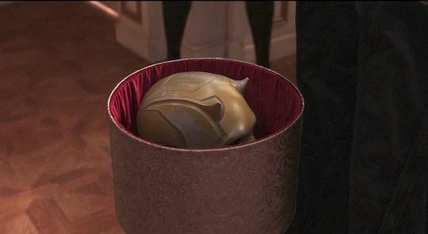 The gold helmet of Daredevil seen in episode 5 of She-Hulk.