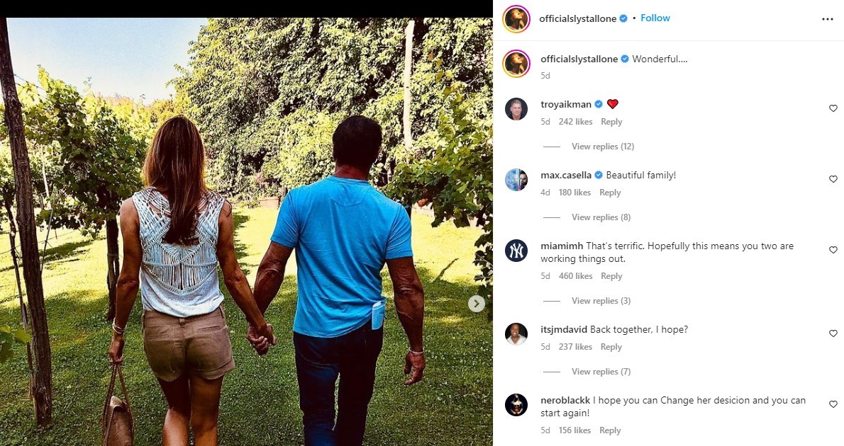 Sylvester Stallone's Instagram post