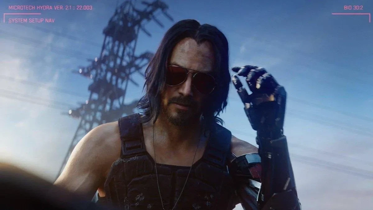 Keanu Reeves as Johnny Silverhand in Cyberpunk 2077 (2020).