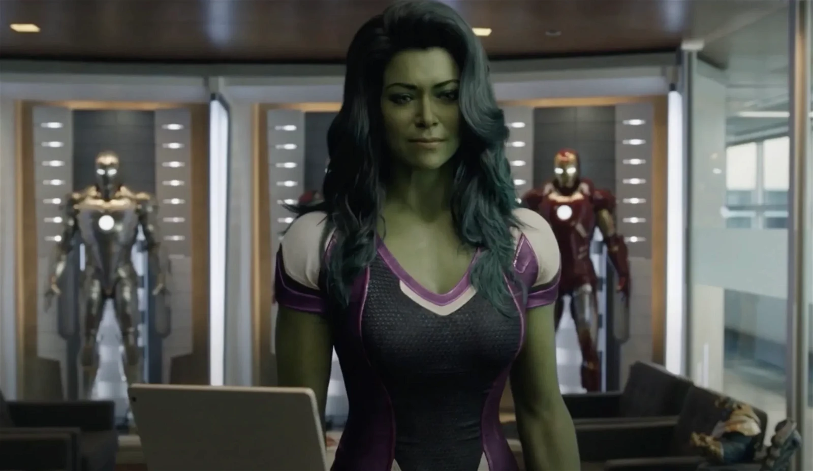 Tatiana Maslany in and as She-Hulk: Attorney at Law