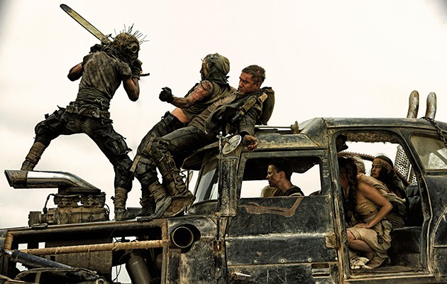 A still depicting the unbridled chaos of Mad Max Fury Road