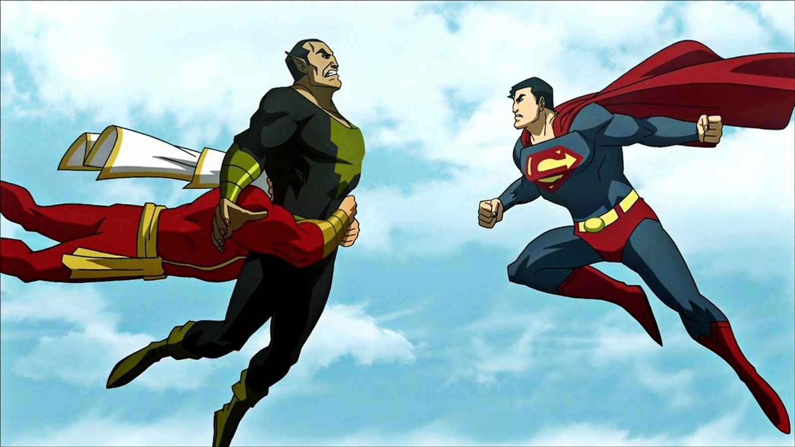 Black Adam vs Superman and Shazam
