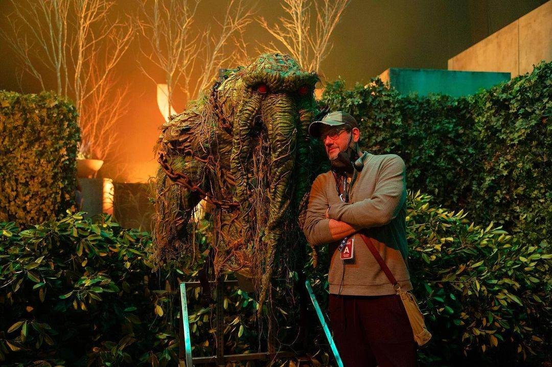 Michael Giacchino on set of Werewolf By Night with Man-Thing