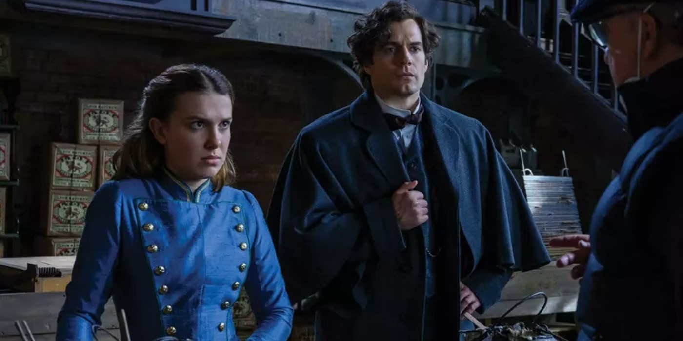 Millie Bobby Brown and Henry Cavill in Enola Holmes 2