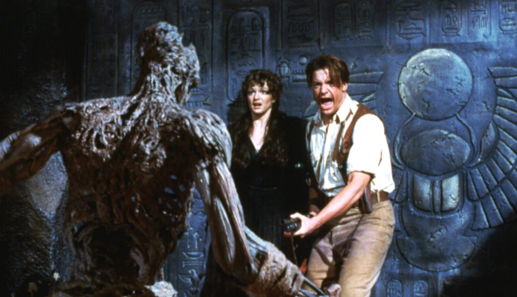 Brendan Fraser and Rachel Weisz in a still from The Mummy.