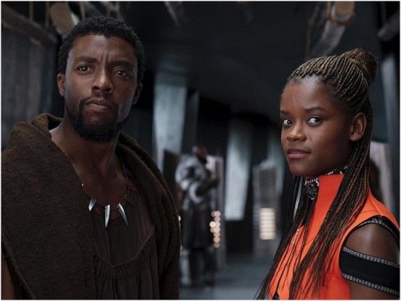 Chadwick Boseman and Letitia Wright in Black Panther(2018)