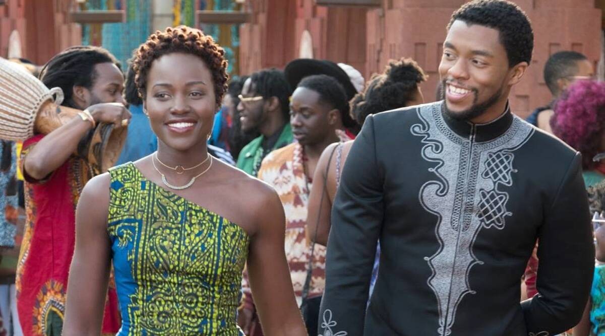 Nakia and King T'Challa in Black Panther (2018).