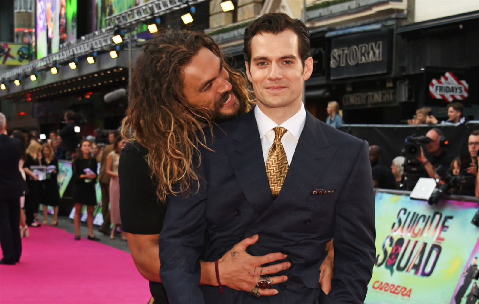 Jason Momoa and Henry Cavill at the London Suicide Squad premiere
