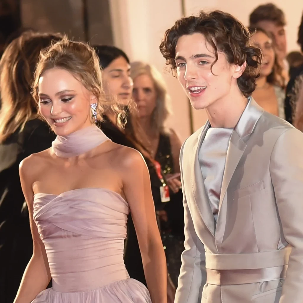 Lily-Rose Depp along with Timothee Chalamet.