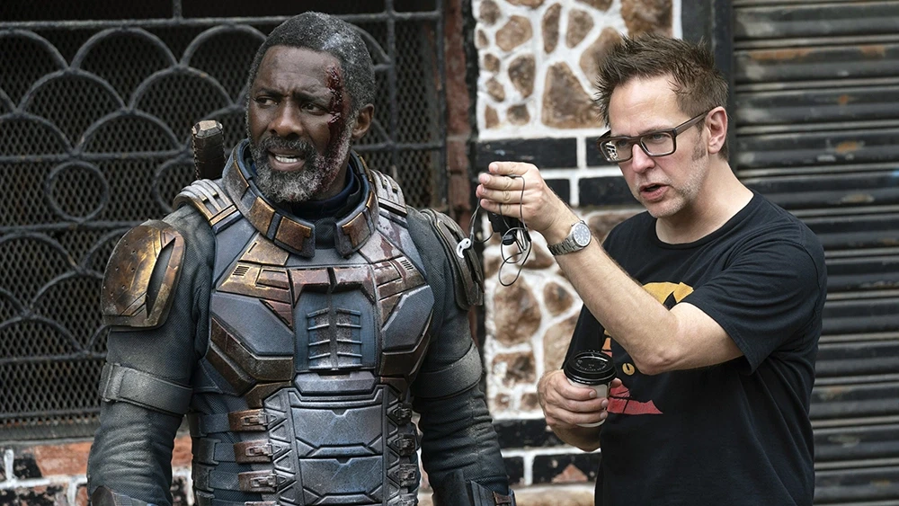James Gunn and Idris Elba on the sets of The Suicide Squad (2021)