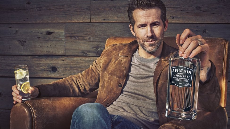 Ryan Reynolds along with the Aviation Gin.