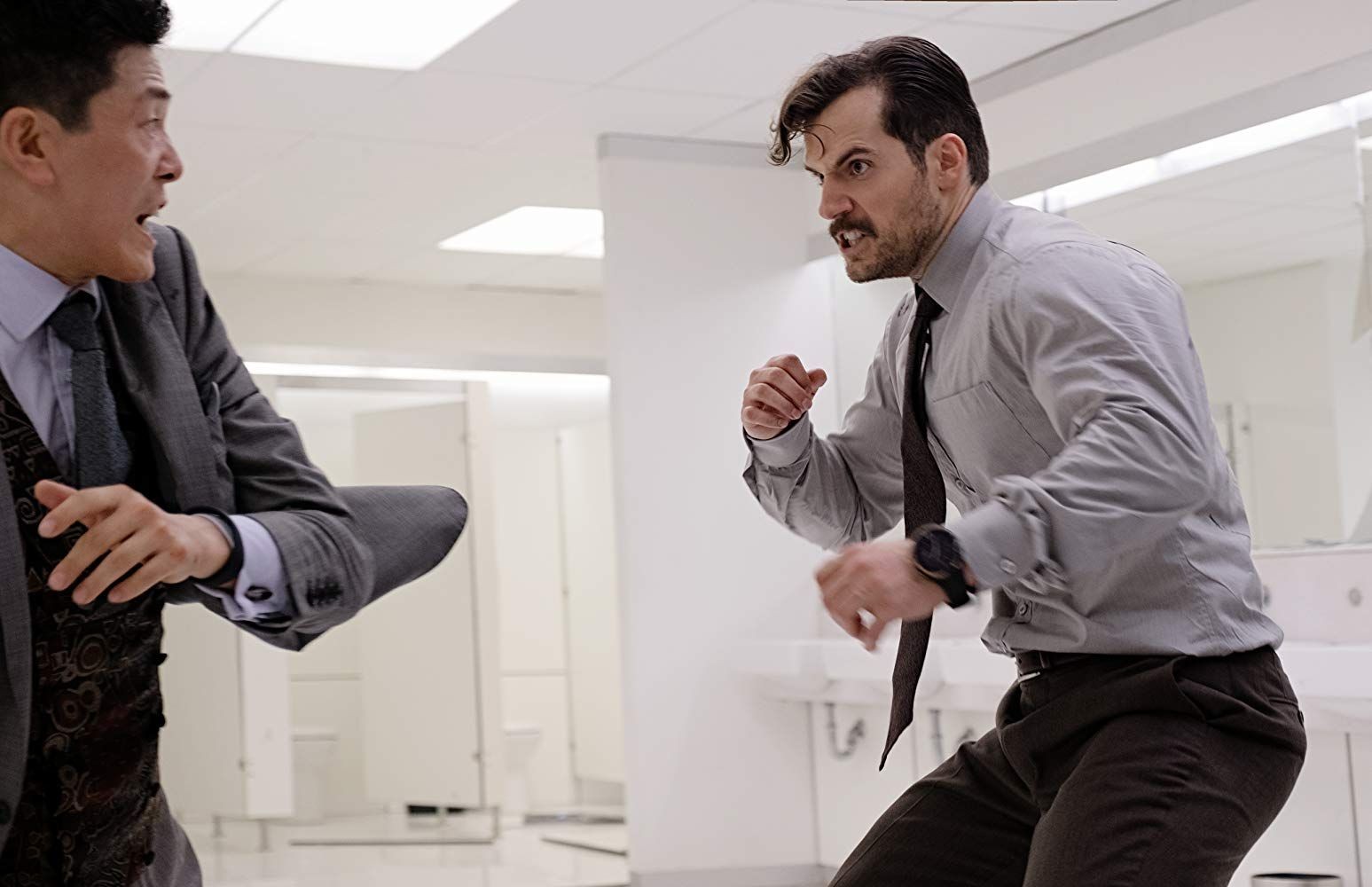 Henry Cavill fights Liang Yang in the infamous bathroom brawl