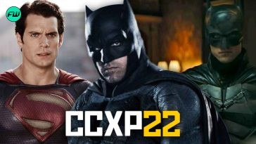 ben aafleck robert pattinson as batman and henry cavill as superman in ccxp22