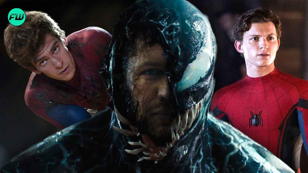 tom hardy venom and andrew garfield and tom holland spiderman