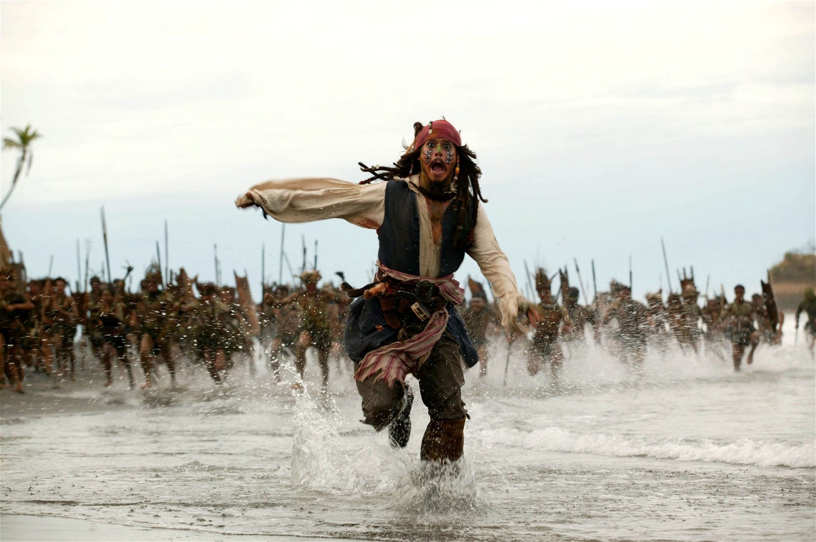 Johnny Depp as Captain Jack Sparrow in the Pirates of the Caribbean franchise.