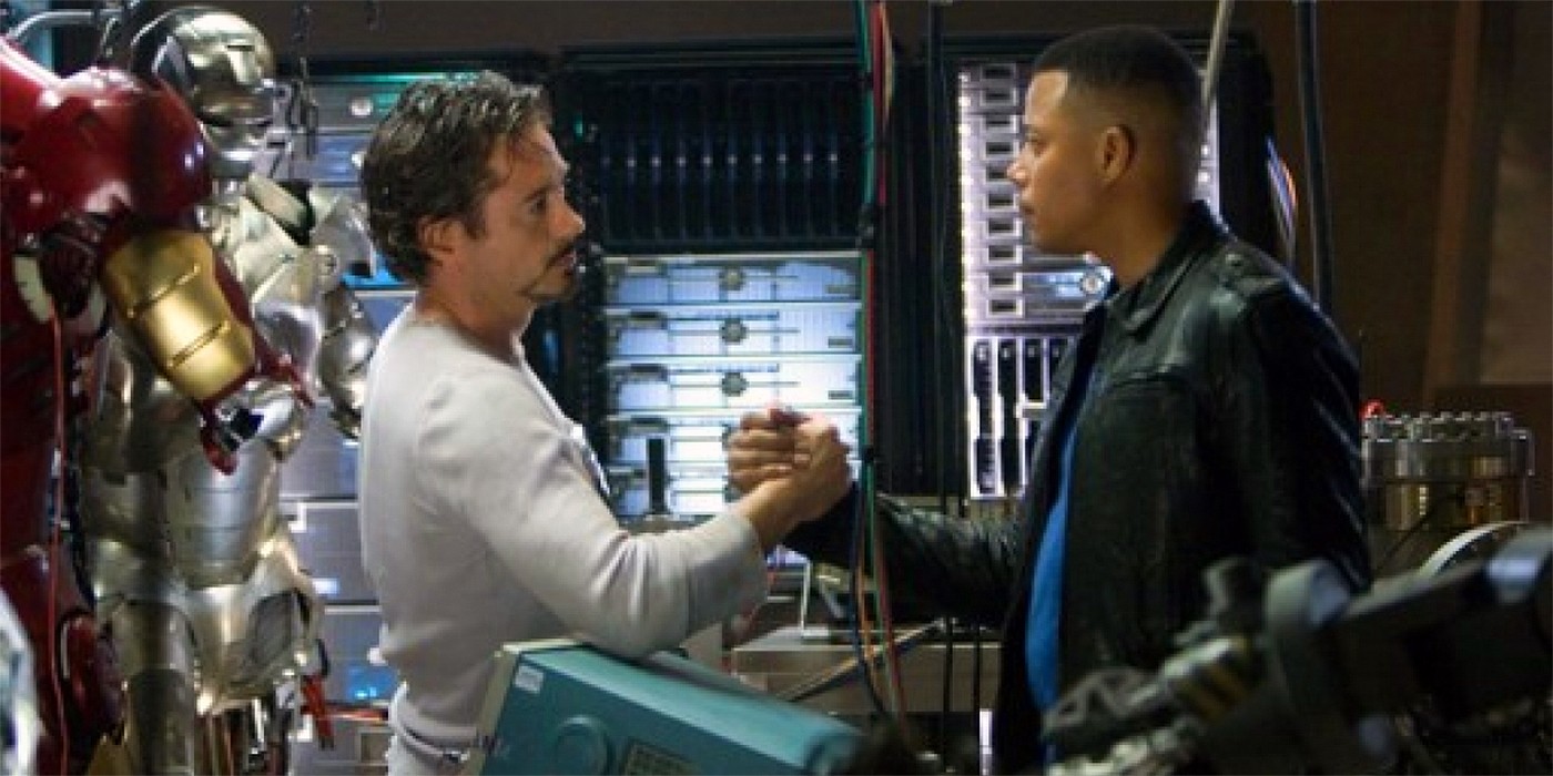 Robert Downey Jr. and Terrence Howard in Iron Man