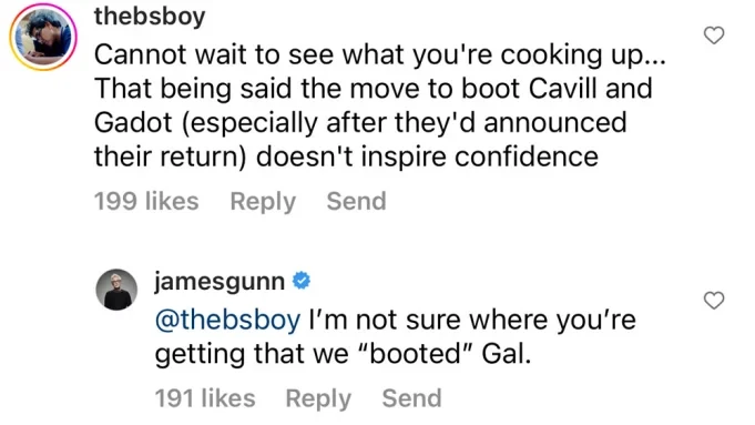 James Gunn replied to a fan's query
