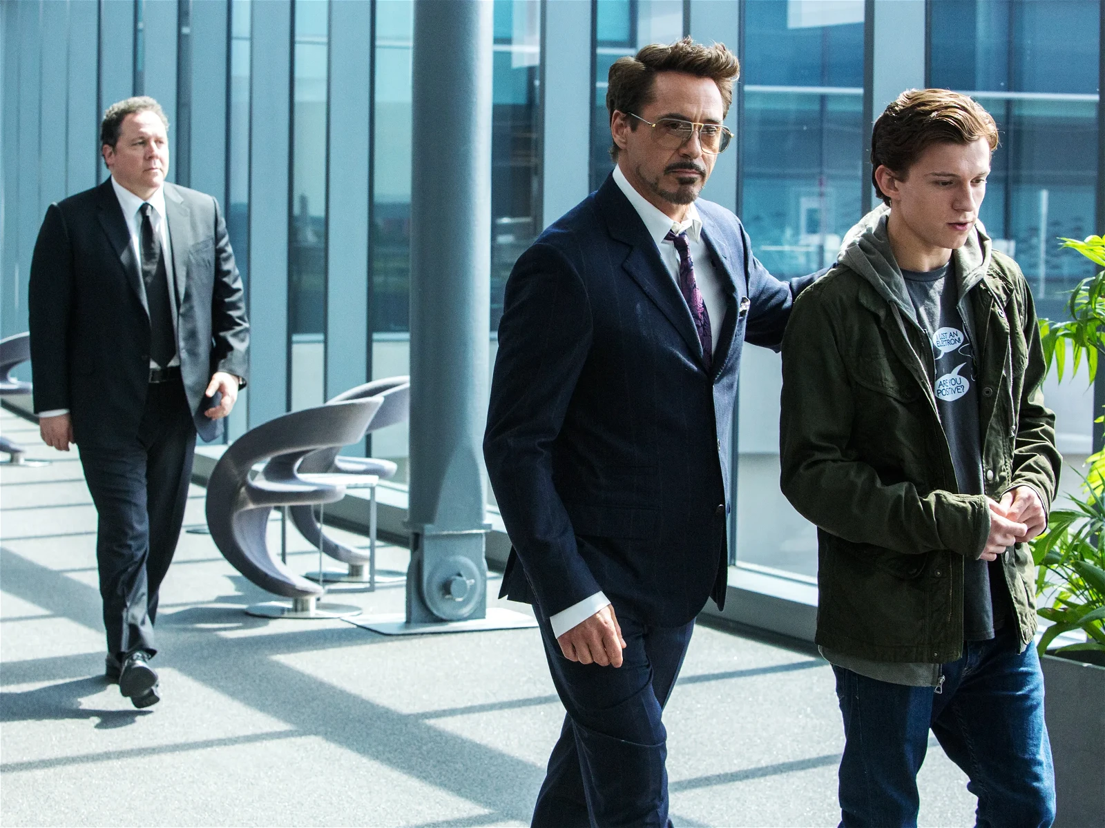 Robert Downey Jr. and Tom Holland as Tony Stark and Spider-Man