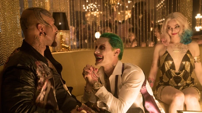 Jared Leto and Margot Robbie in Suicide Squad (2016).