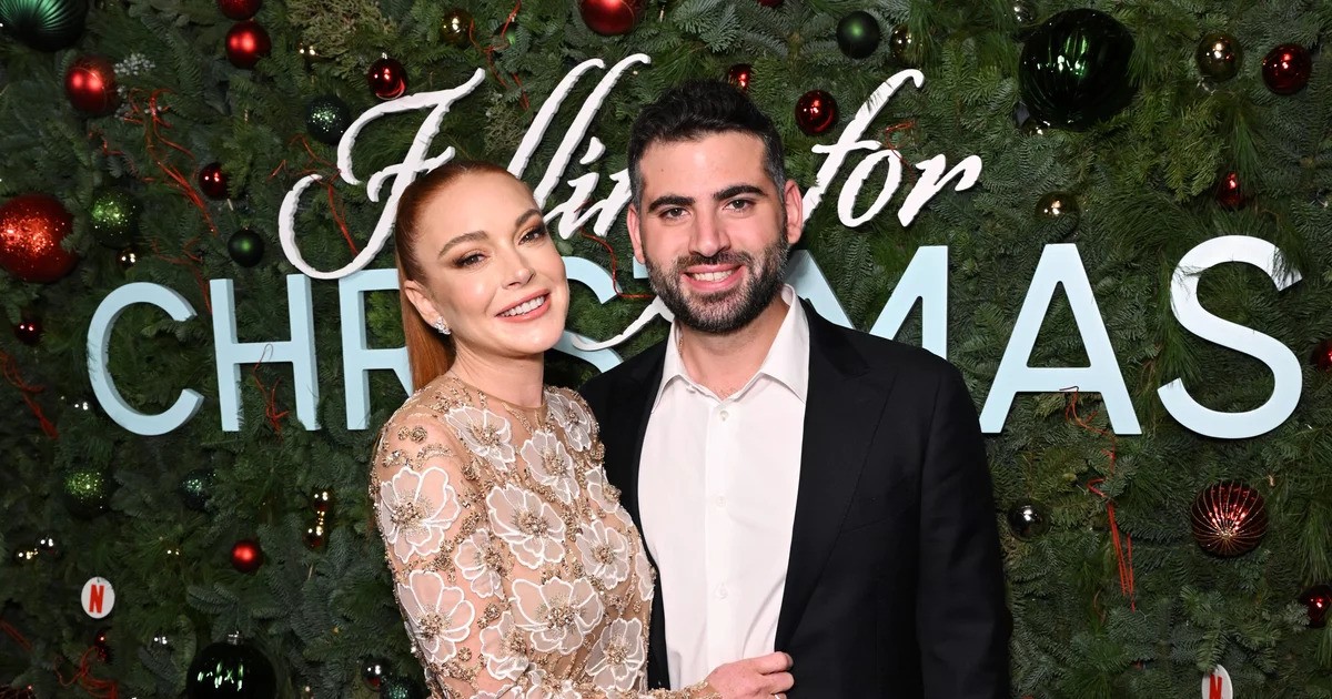Lindsay Lohan with husband Bader Shammas at Falling For Christmas premiere