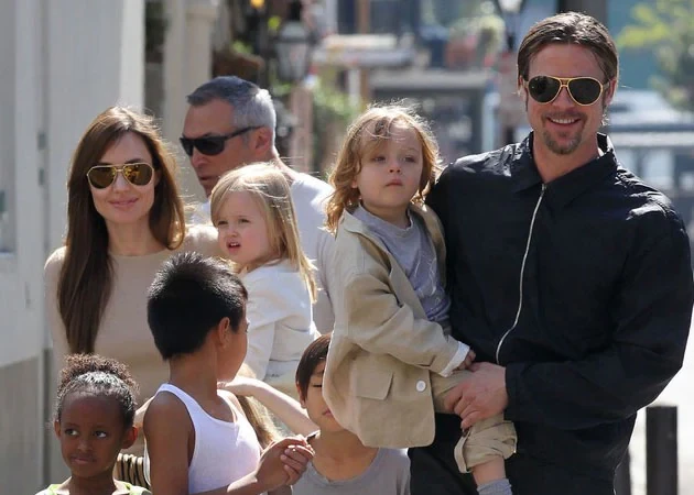 Brad Pitt and Angelina Jolie with their kids 