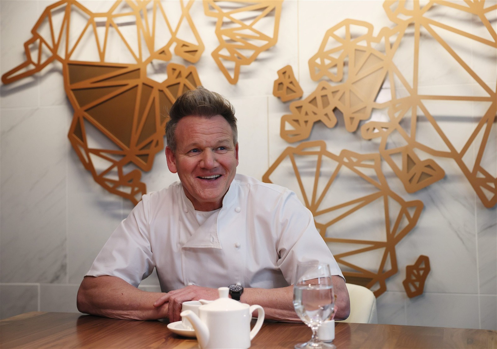 Gordon Ramsay sits for an interview with the Boston Globe