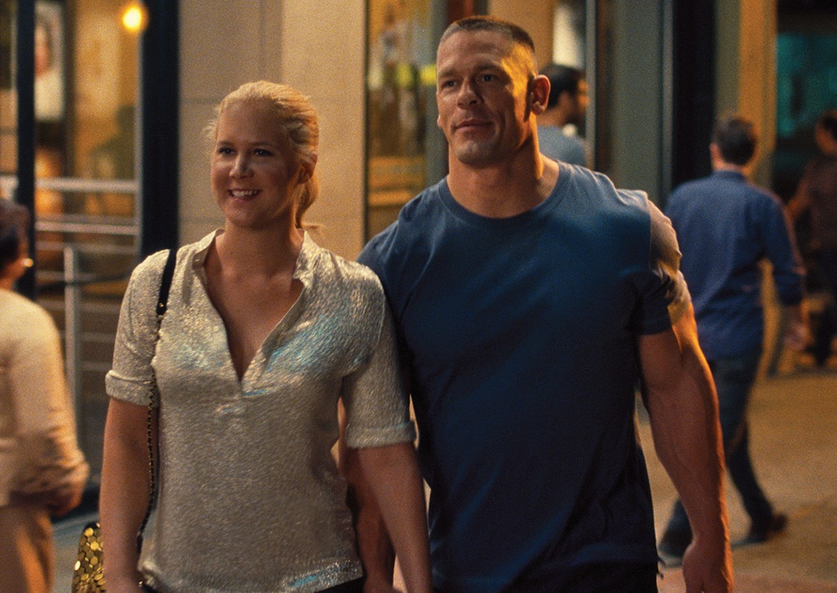 John Cena and Amy Schumer in Trainwreck.