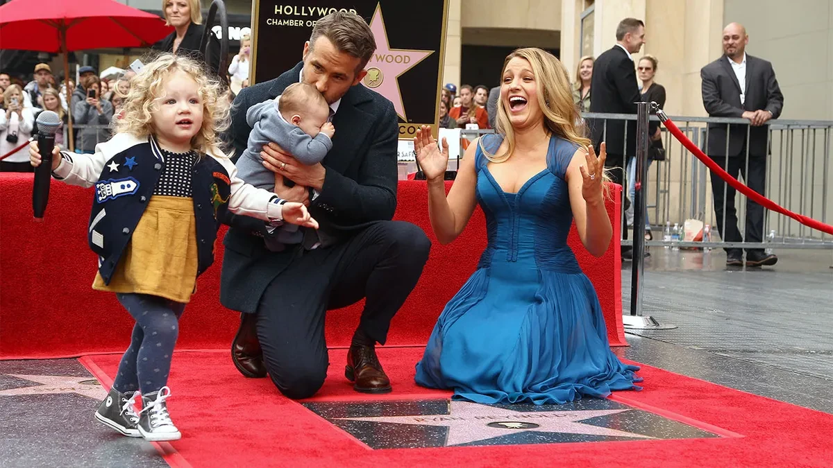 Blake Lively and Ryan Reynolds along with their family.