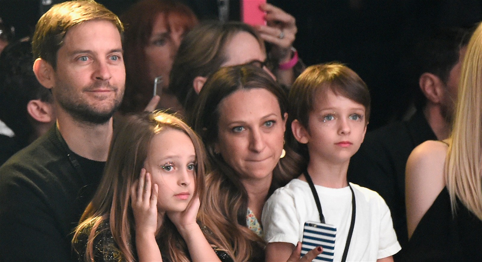 Tobey Maguire and Jennifer Meyer with their children