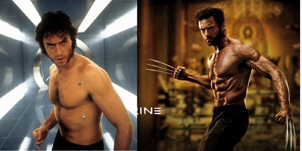 Hugh Jackman in X-Men (2000) and The Wolverine (2013)