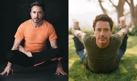 Robert Downey Jr. doing yoga