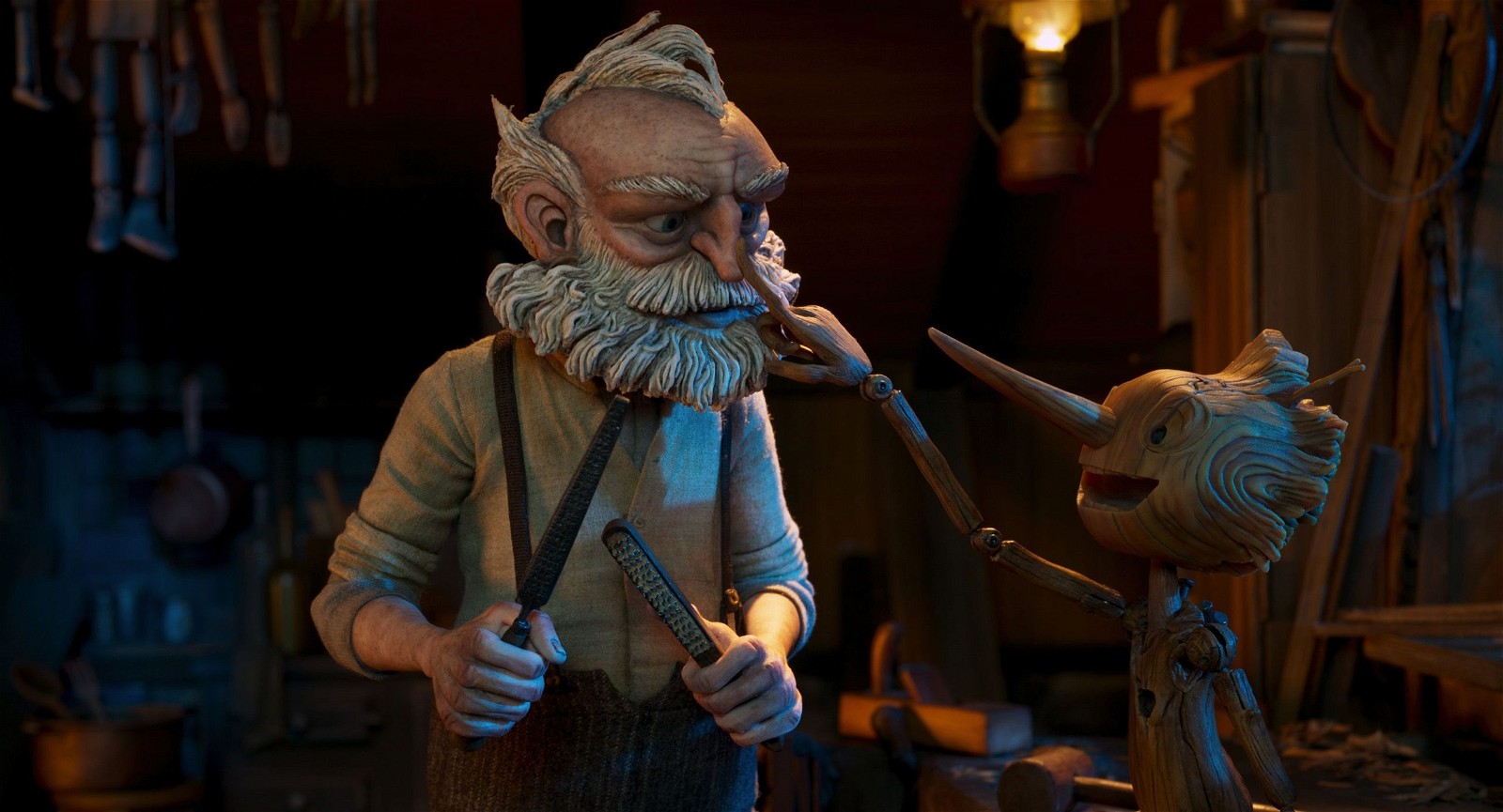 A still from Guillermo Del Toro’s Pinocchio (2022)