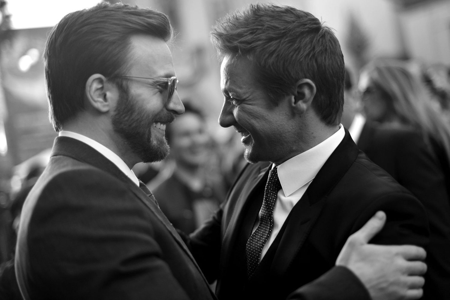 Jeremy Renner photographed with Chris Evans.