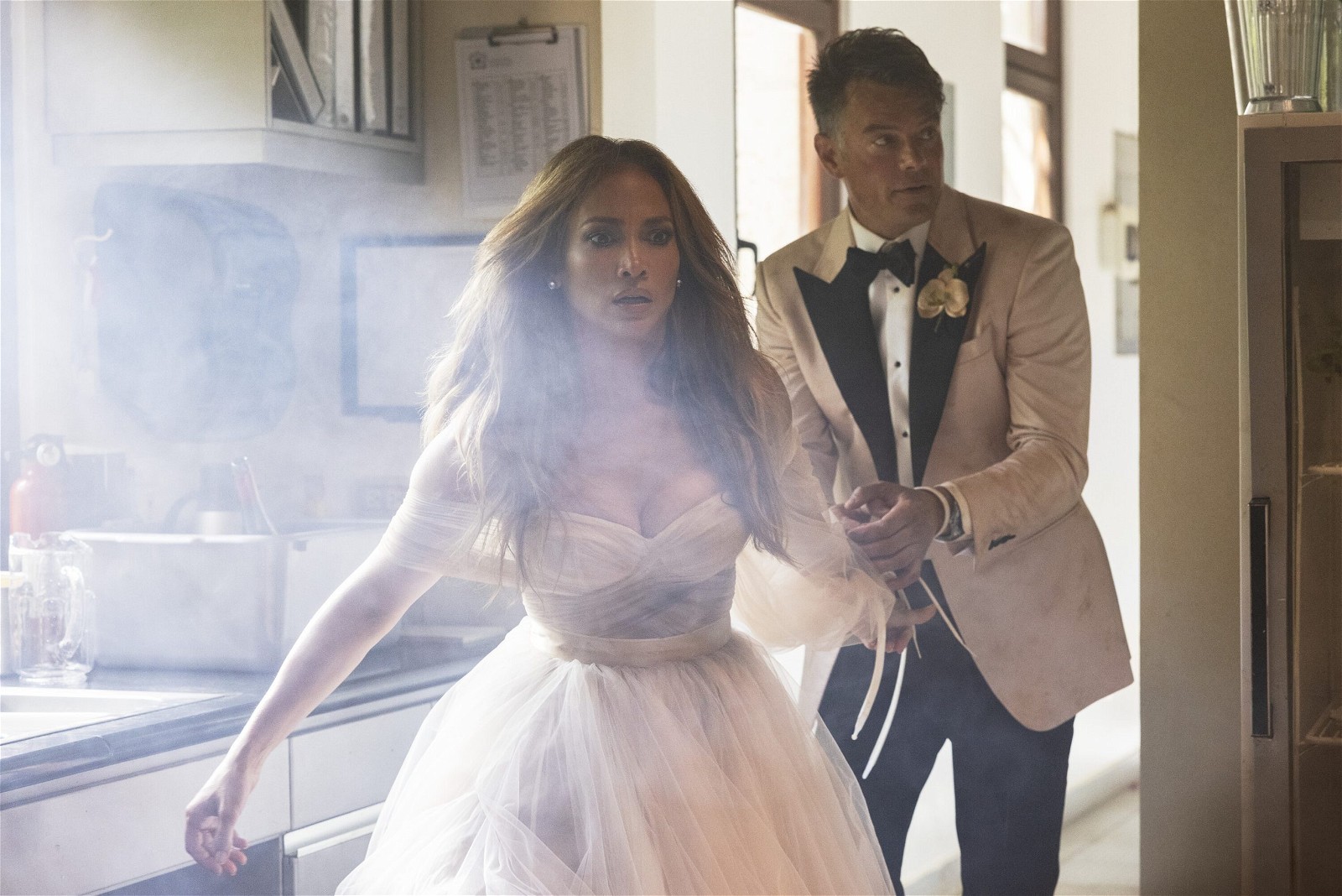 Jennifer Lopez as Darcy Rivera and Josh Duhamel as Tom Fowler in Shotgun Wedding. Photo Credit: Ana Carballosa