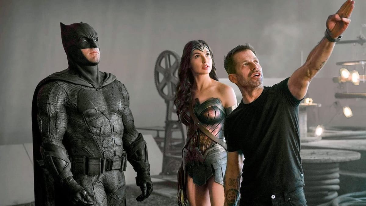 Zack Snyder on the sets of Justice League.