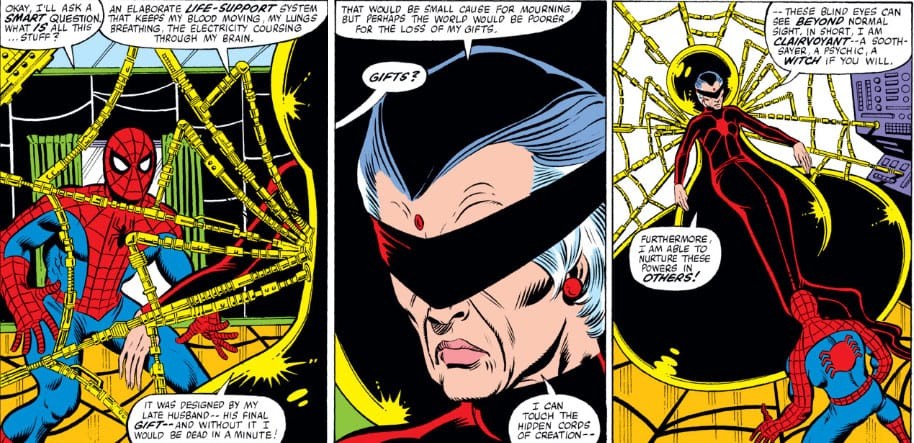 Madame Web and Spider-Man in a Marvel Comic