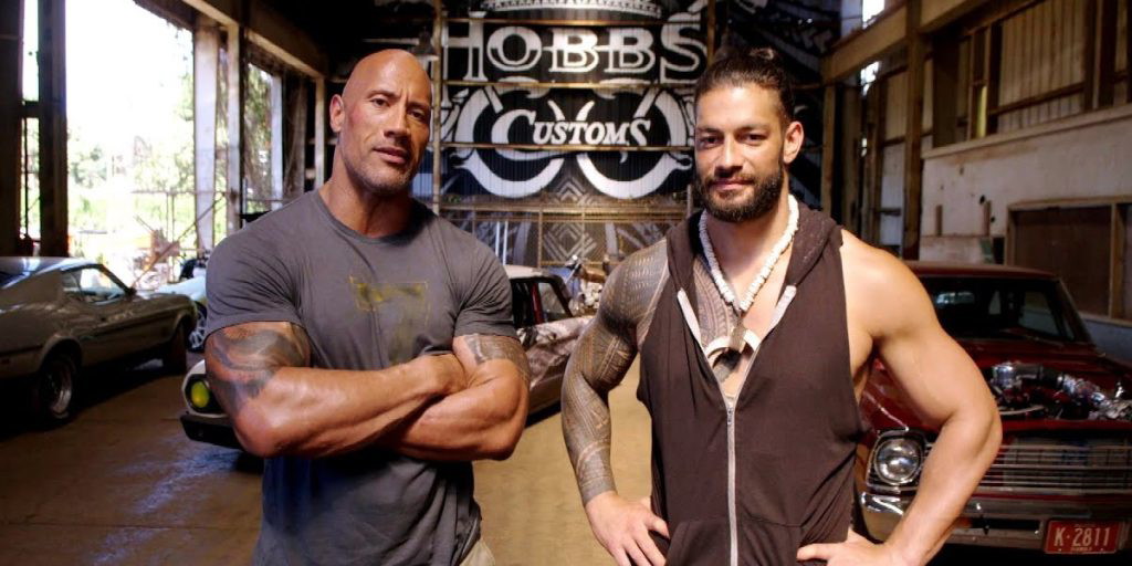 Dwayne Johnson with Roman Reigns