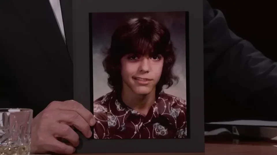Childhood photograph of George Clooney struggling with Bell's Palsy