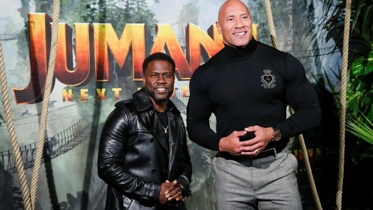 The Rock and Kevin Hart at the premiere of Jumanji: The Next Level